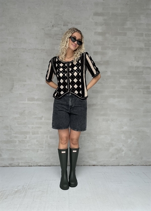 Wasila knit ss cardigan Sandshell/Black Object 